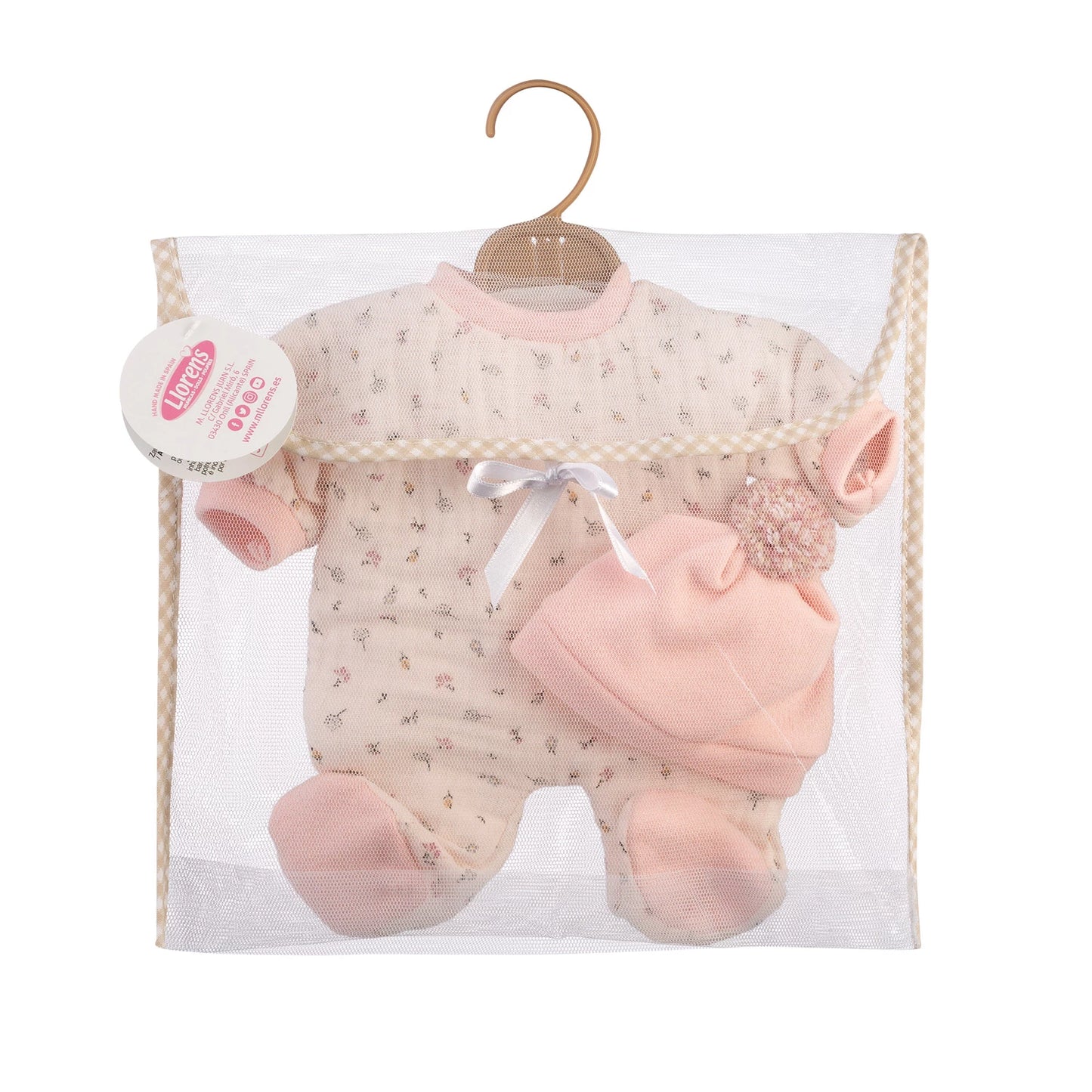 BEIGER PYJAMA MIT BLUMENMUSTER, 32 CM