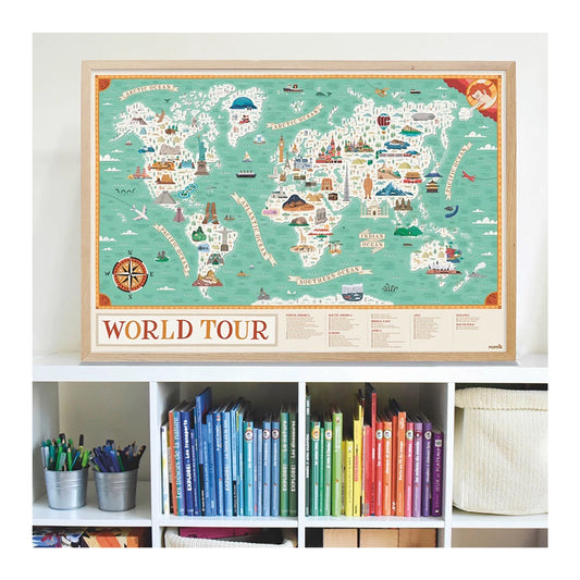 POSTER DIDATTICO ADESIVO VIAGGIO NEL MONDO