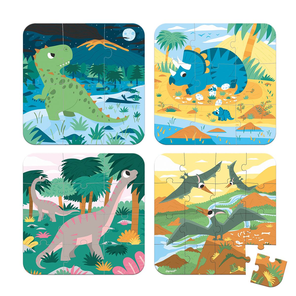 PUZZLE DINOSAURE LOT DE 4 PIÈCES 🔶