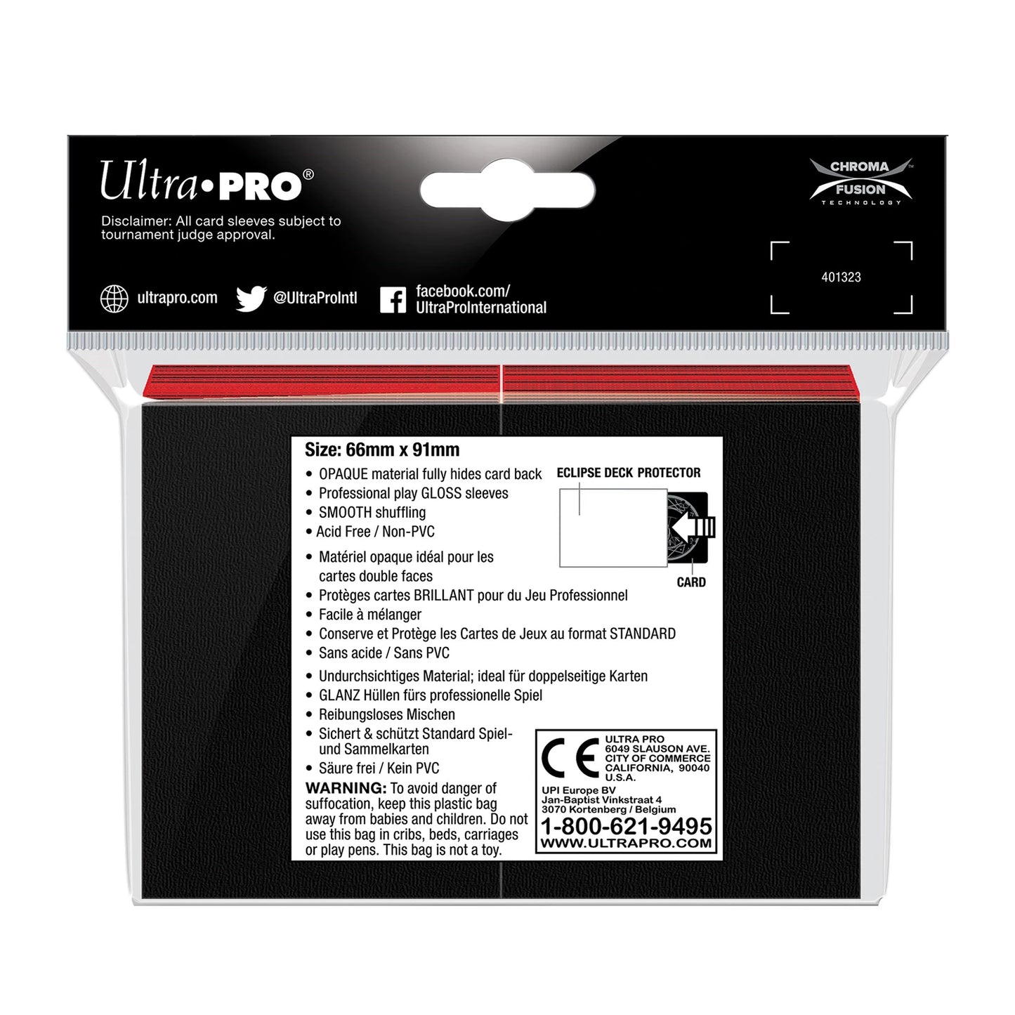 ECLIPSE GLOSS RED DECK PROTECTOR SLEEVES STANDARD (100)