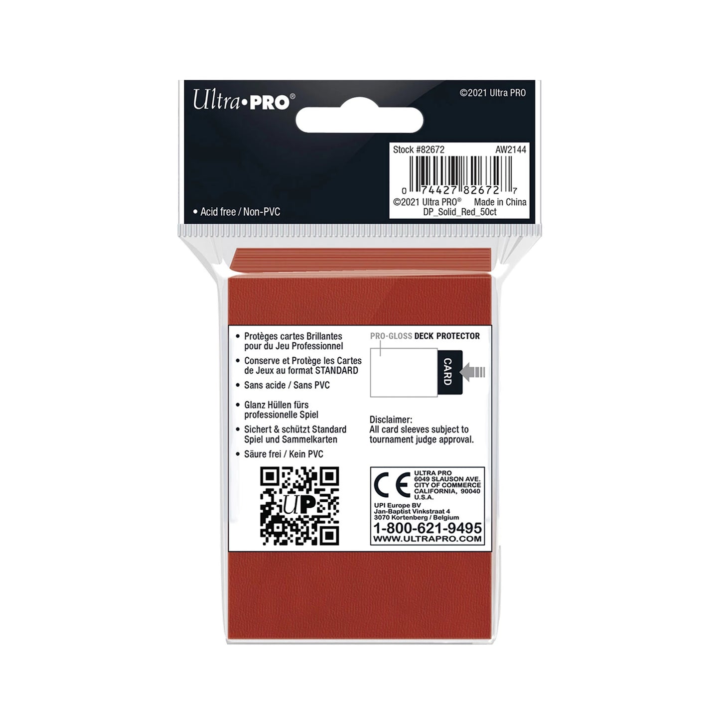 PRO-GLOSS RED STANDARD DECK PROTECTORS (50)