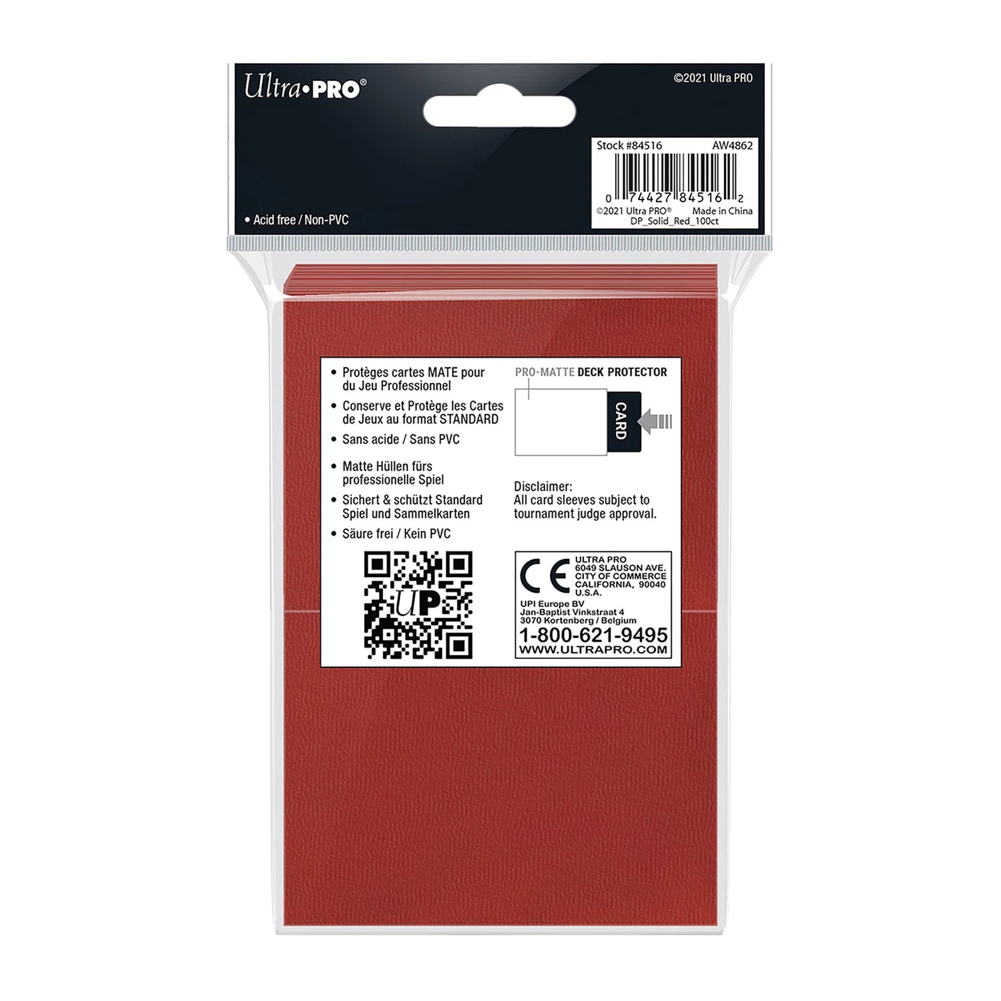 KARTENHÜLLEN PRO-MATTE ROT STANDARD (100)