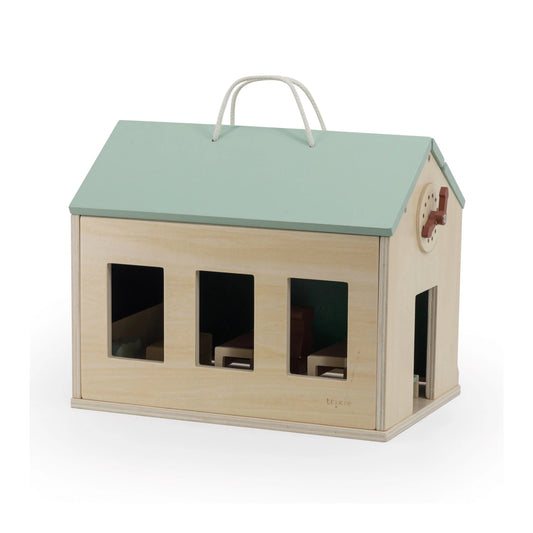 SCHULE AUS HOLZ MIT ZUBEHÖR