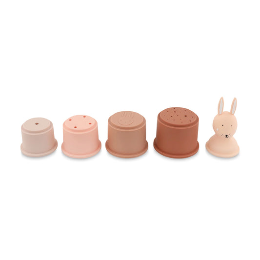 STAPELBARE SILIKONBECHER, 5ER-SET, HASEN-DESIGN