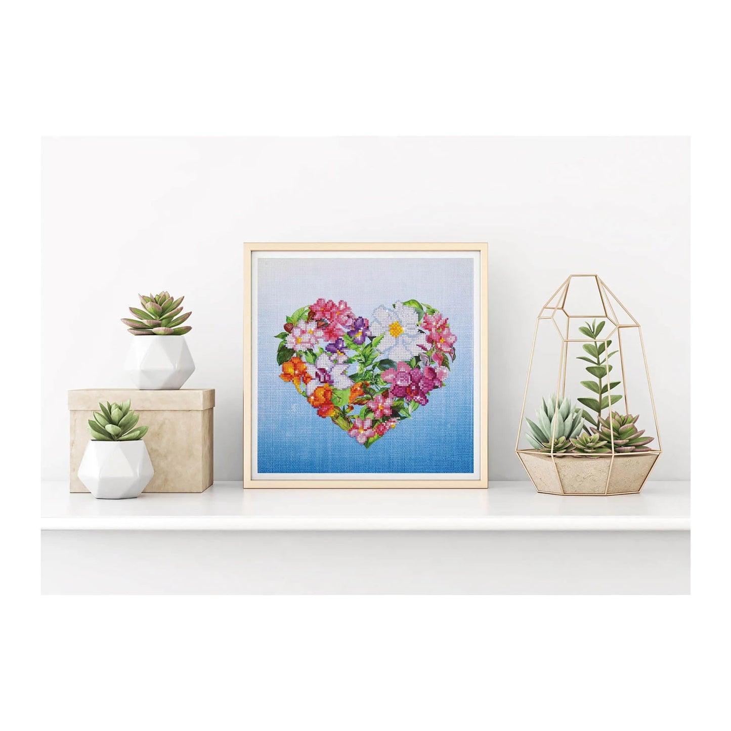 DIAMANTE DIPINTO A FORMA DI CUORE CON FIORI