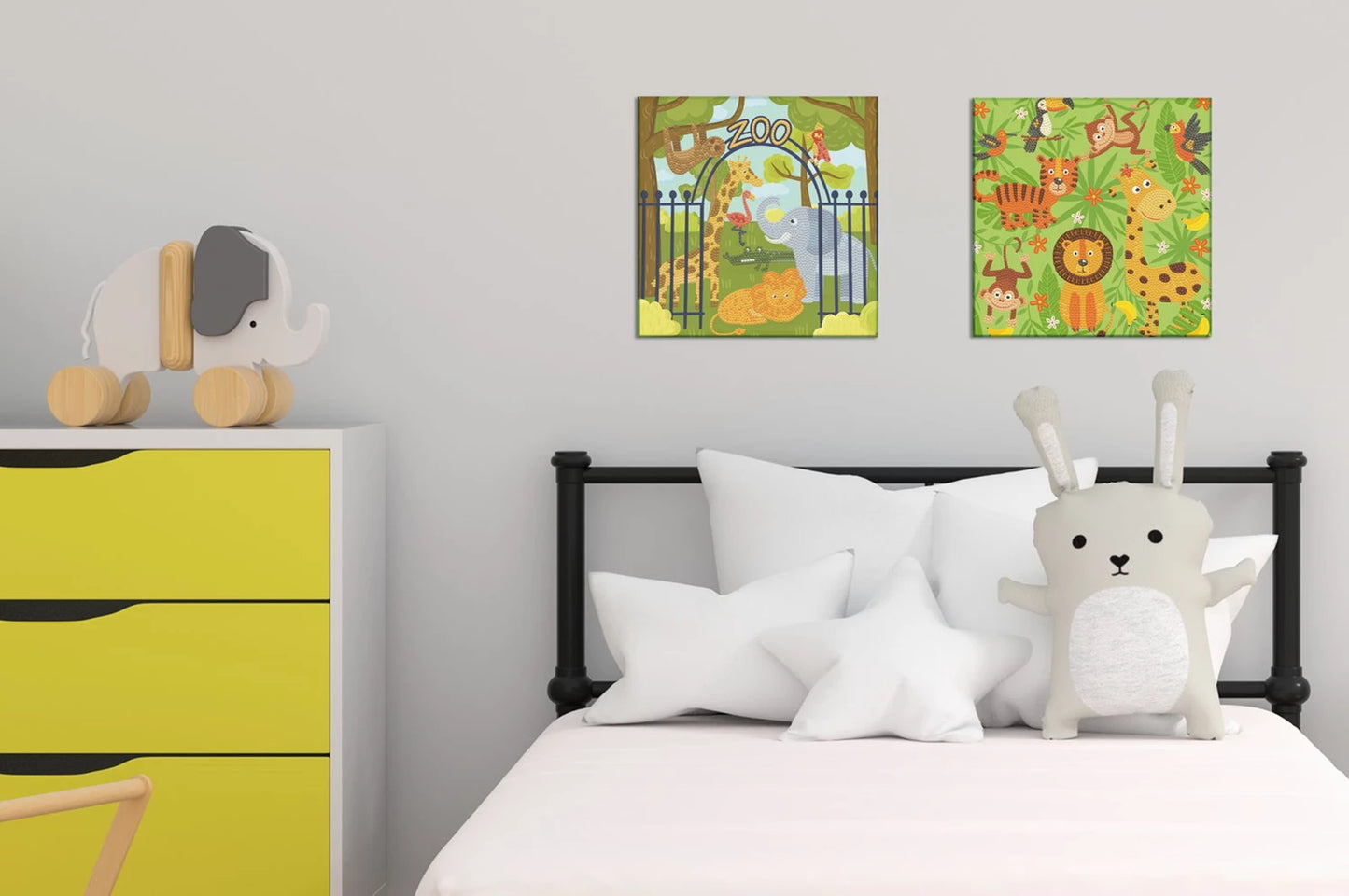 PITTURA A DIAMANTE DI ANIMALI DELLA GIUNGLA