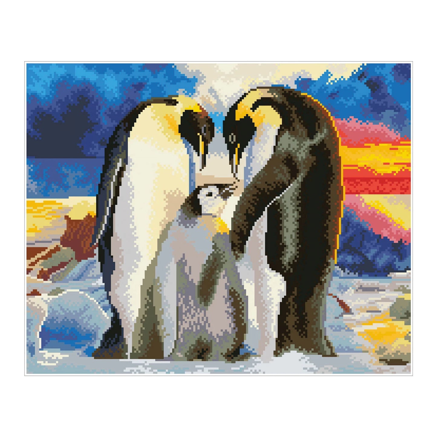 PITTURA A DIAMANTE CON FAMIGLIA DI PINGUINI
