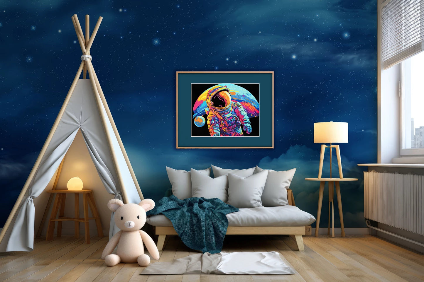 ASTRONAUTA NEON DIPINTO A DIAMANTE