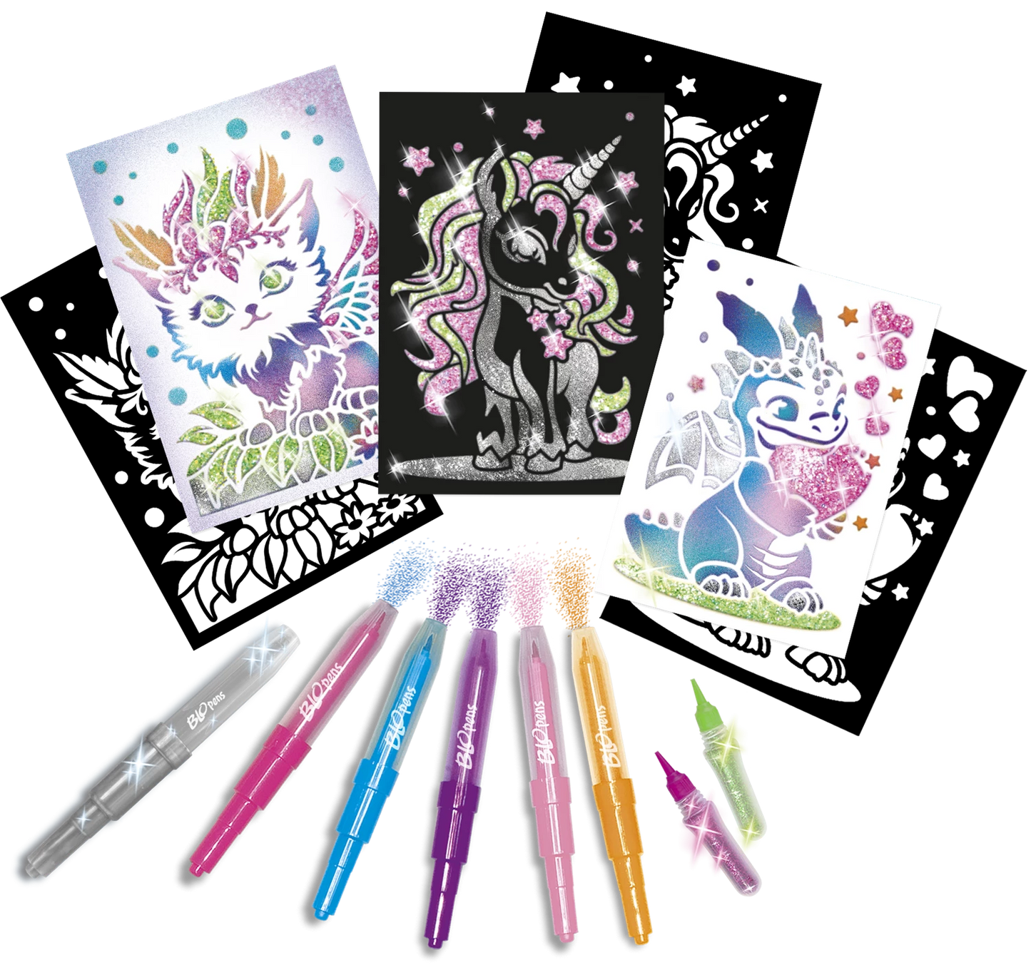 SET DI PENNE SPRAY X-TRA GLITTER ANIMALS