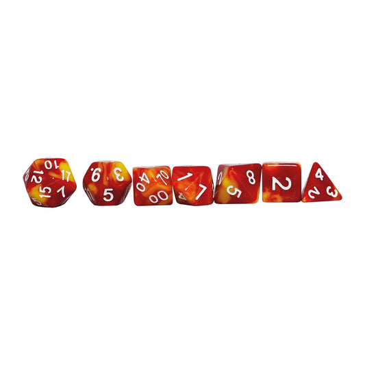 SET DI DADI BICOLORE PER GIOCHI DI RUOLO, GIALLO/ROSSO