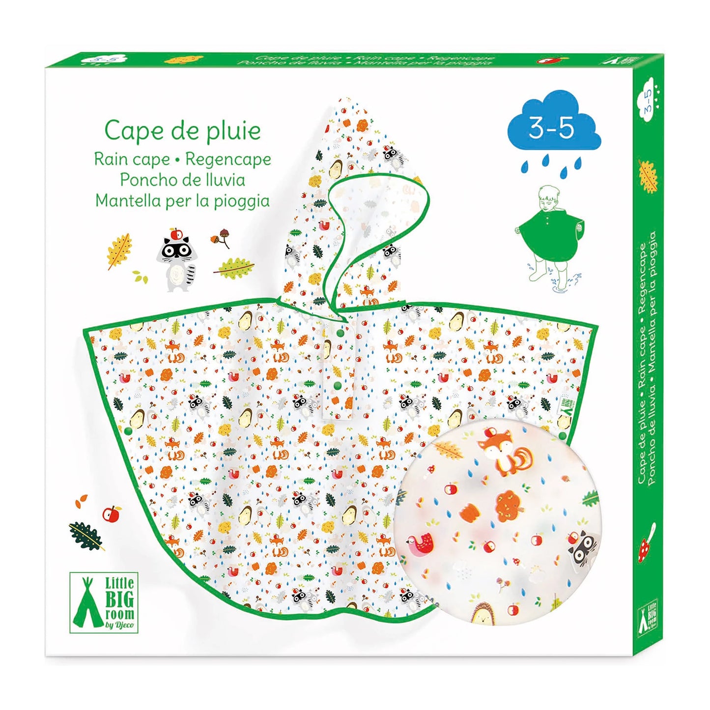 PONCHO ANTIPIOGGIA ANIMALI DELLA FORESTA (80X46CM)