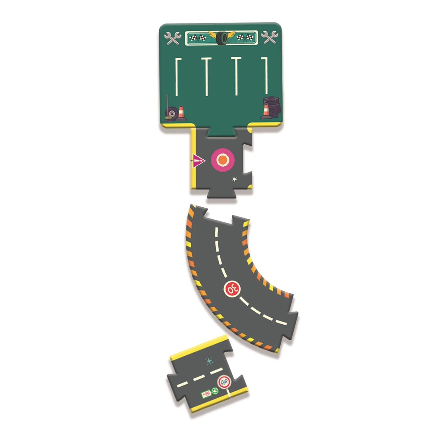 PUZZLE CIRCUIT DE COURSE CRAZY MOTORS, 26 PIÈCES