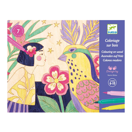 PAGINA DA COLORARE DI RAGAZZE DOLCI SU LEGNO