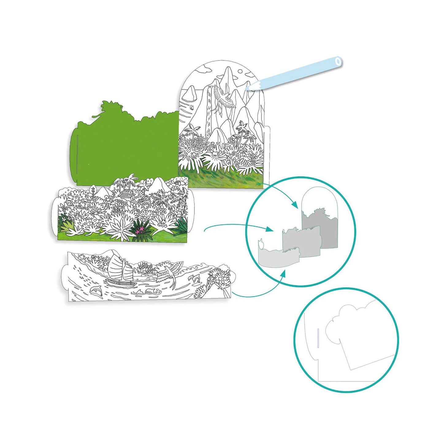 3D-DIORAMA-INSEL-MALVORLAGEN