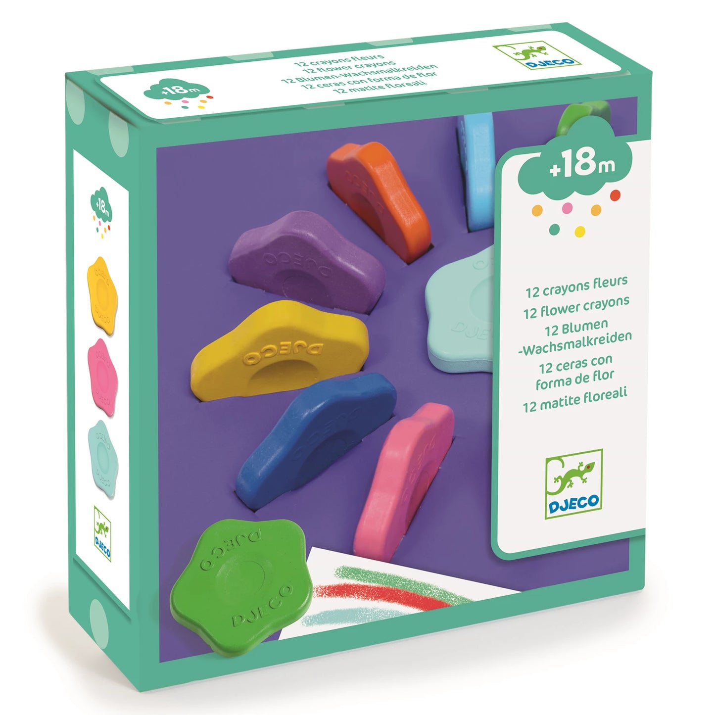 12 CRAYONS DE CIRE EN FORME DE FLEUR