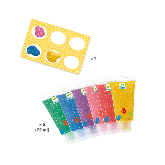 GLITZERFARBE FÜR FINGERMALEREI 6X1