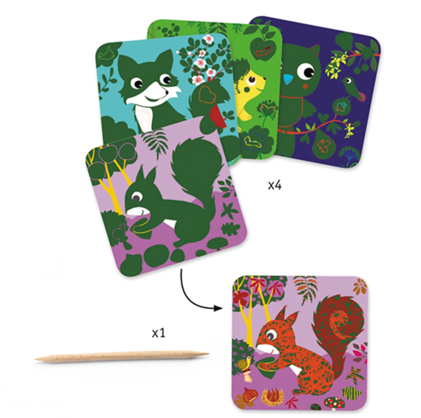 SCRATCH ART BILDER WALDTIERE