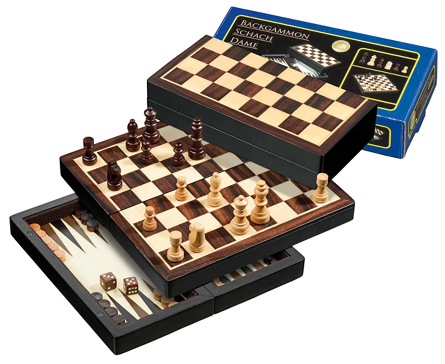 SET DA VIAGGIO DI SCACCHI, BACKGAMMON E DAMA - MAGNETICO