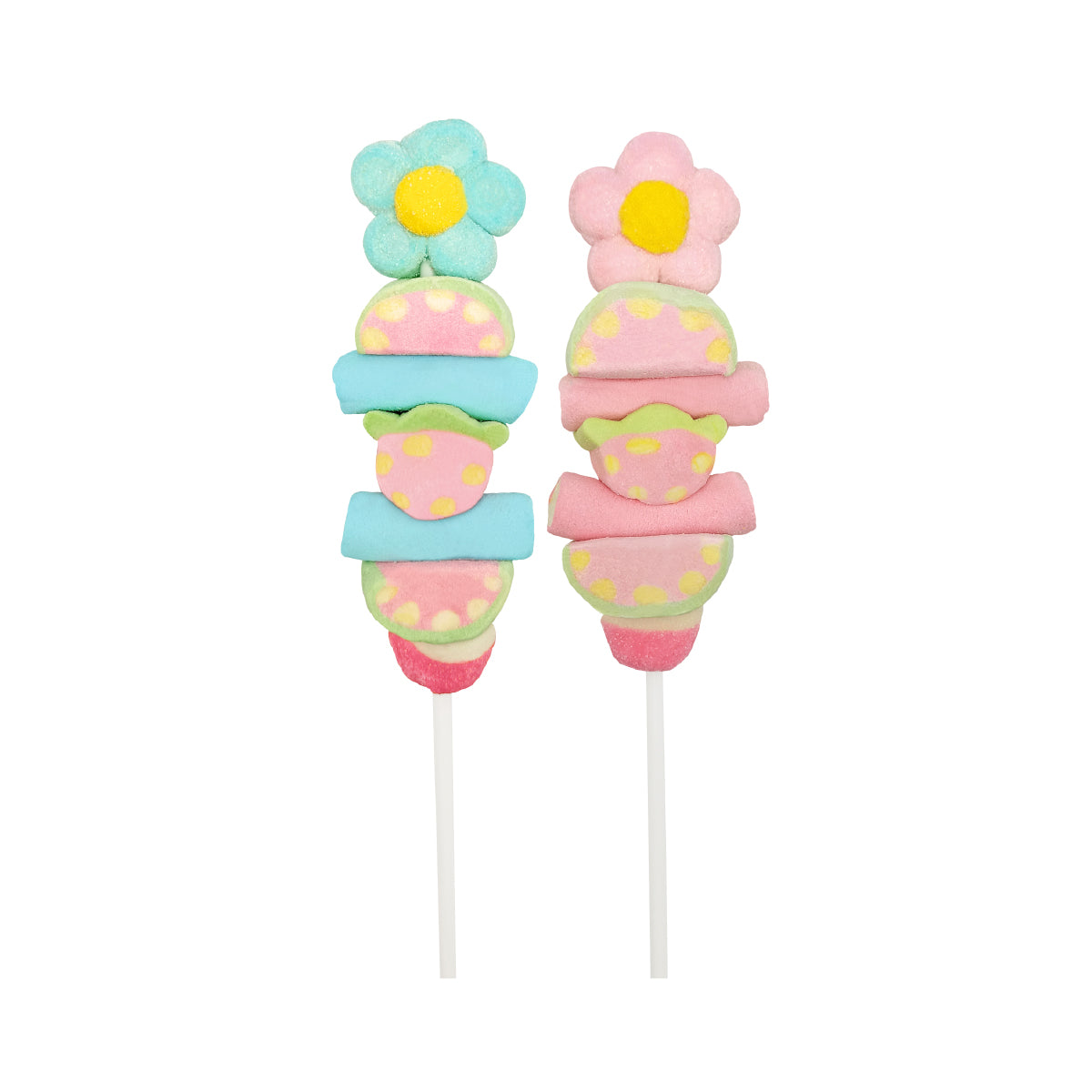 BROCHETTE DE MAUVE ROSE + MARGUERITE BLEUE