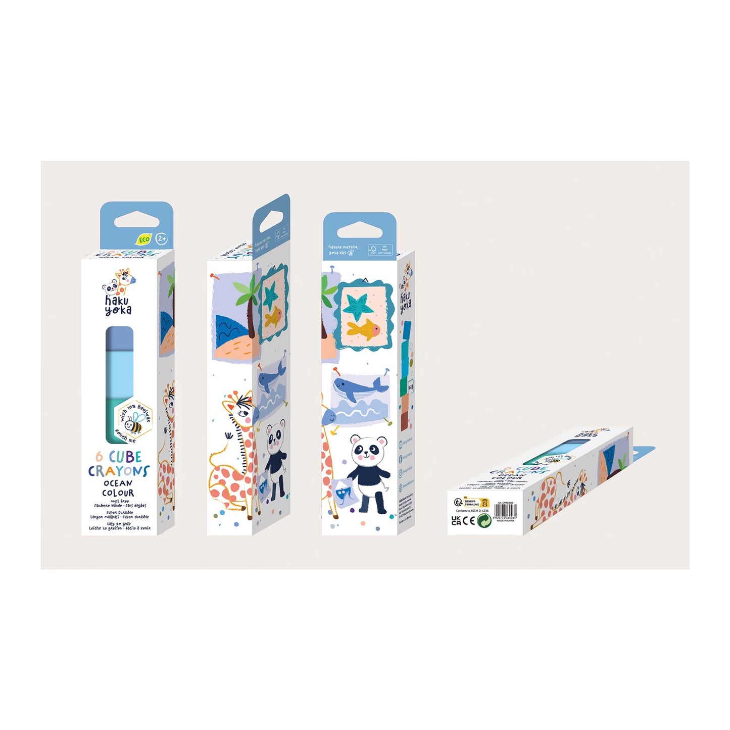 ENSEMBLE DE CRAYONS DE CIRE, CUBES, BLEU-VERT