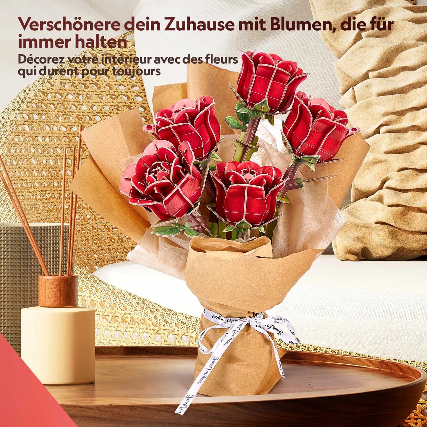 PUZZLE 3D BOUQUET DE ROSES, 312 PIÈCES