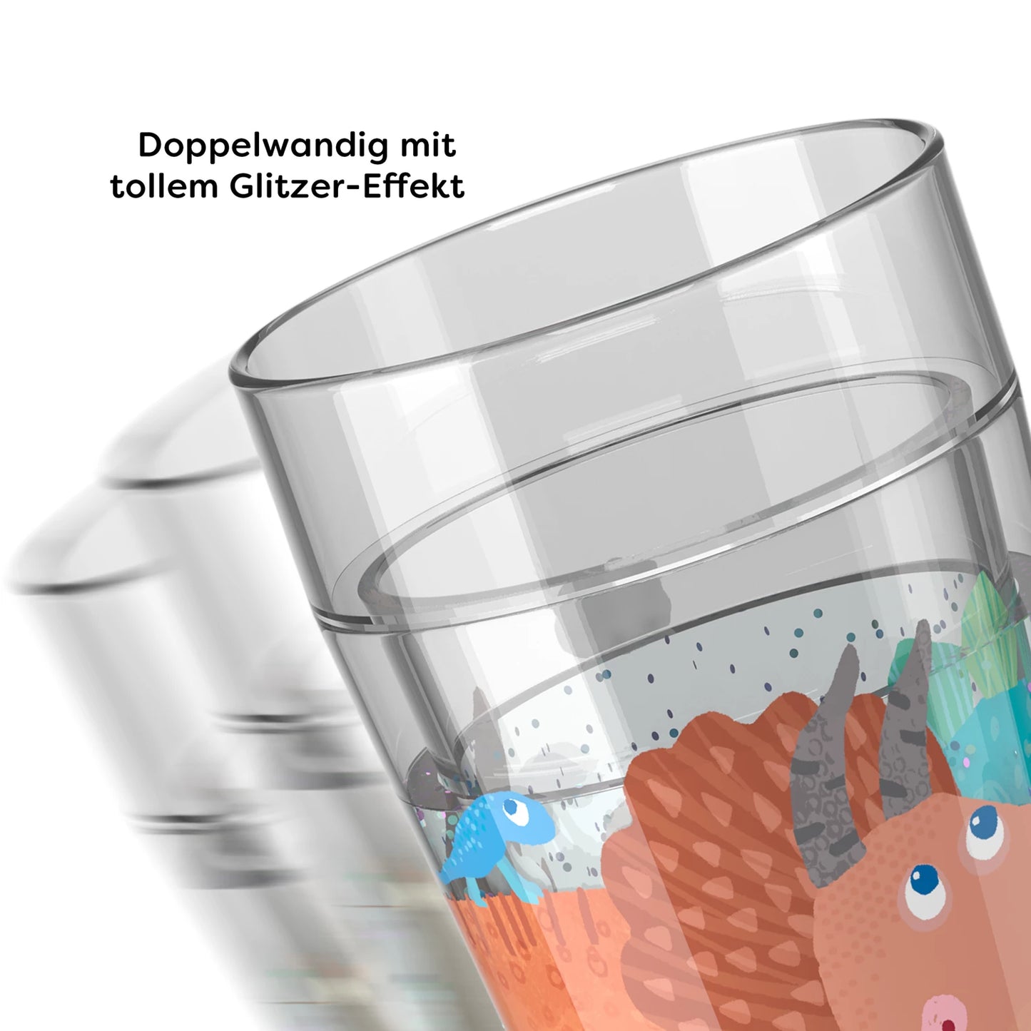 GLITZERTASSE DINO