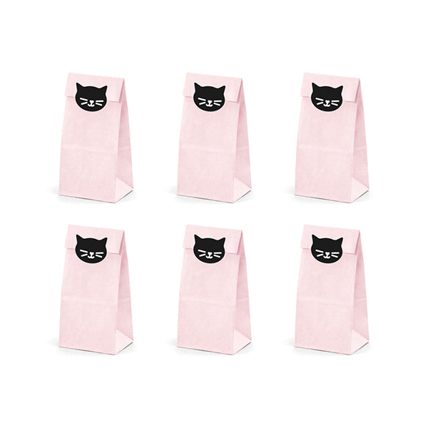 6 ROSA KÄTZCHEN-PARTYBEUTEL 🔶