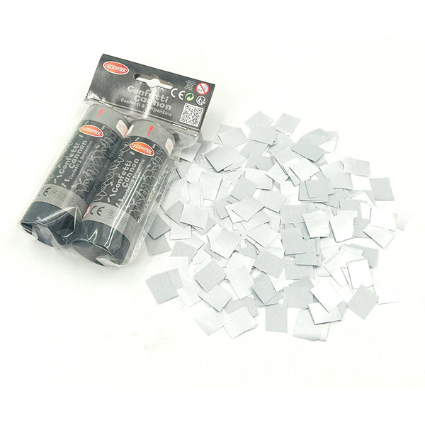 2 KONFETTIKANONEN SILBER FÜR PARTYS 11 CM 🔶