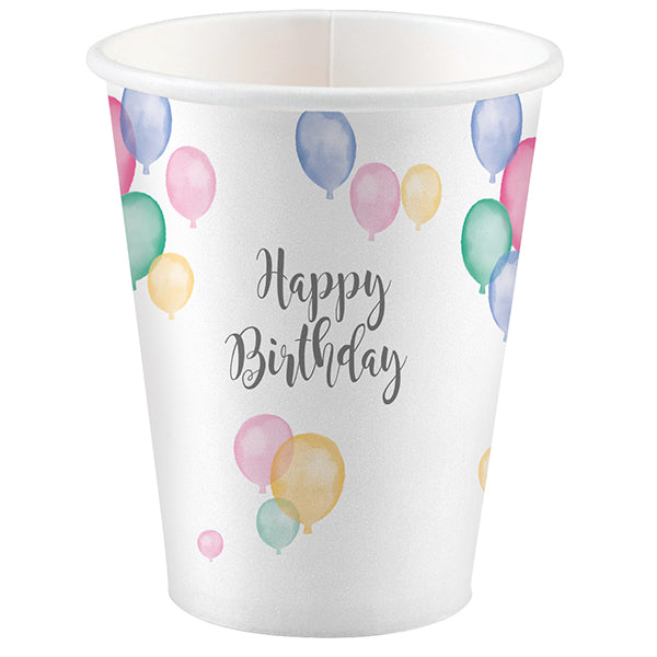 8 BECHER HAPPY BIRTHDAY PASTEL 250 ML 🔶