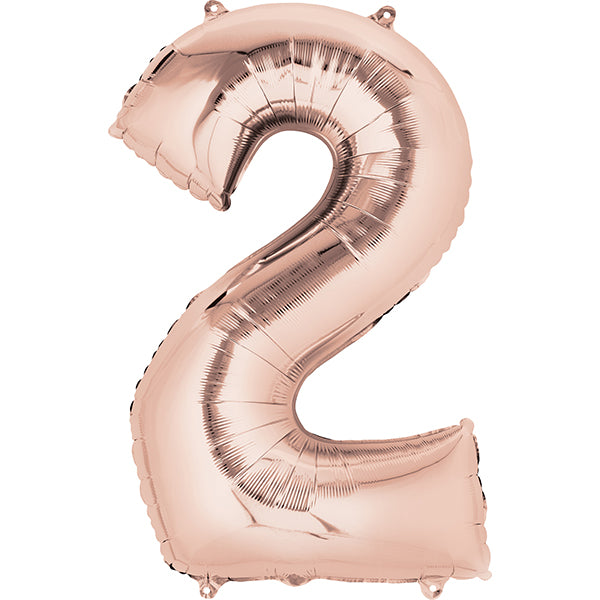 BALLON MÉTALLISÉ CHIFFRE 2 OR ROSE 🔶