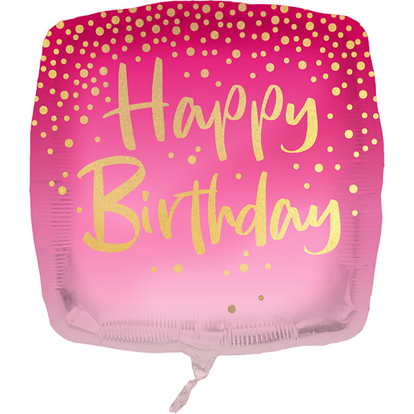 BALLON EN ALUMINIUM ROSE ANNIVERSAIRE 45 CM 🔶