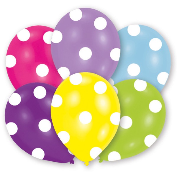 6 ASSORTIERTE PUNKTE-LUFTBALLONS, 27,5 CM 🔶