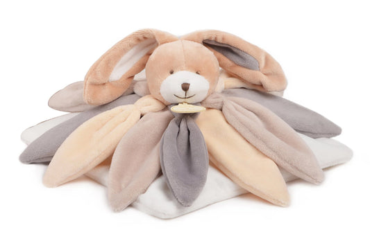 PELUCHE CON MOTIVO A CONIGLIO E FIORE, TORTORA, 28 CM