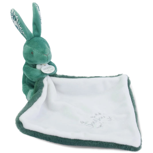 CONIGLIO CON COPERTA MORBIDA, VERDE SALVIA, 10 CM