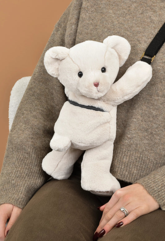 BORSA A TRACOLLA ORSO AVORIO 30CM