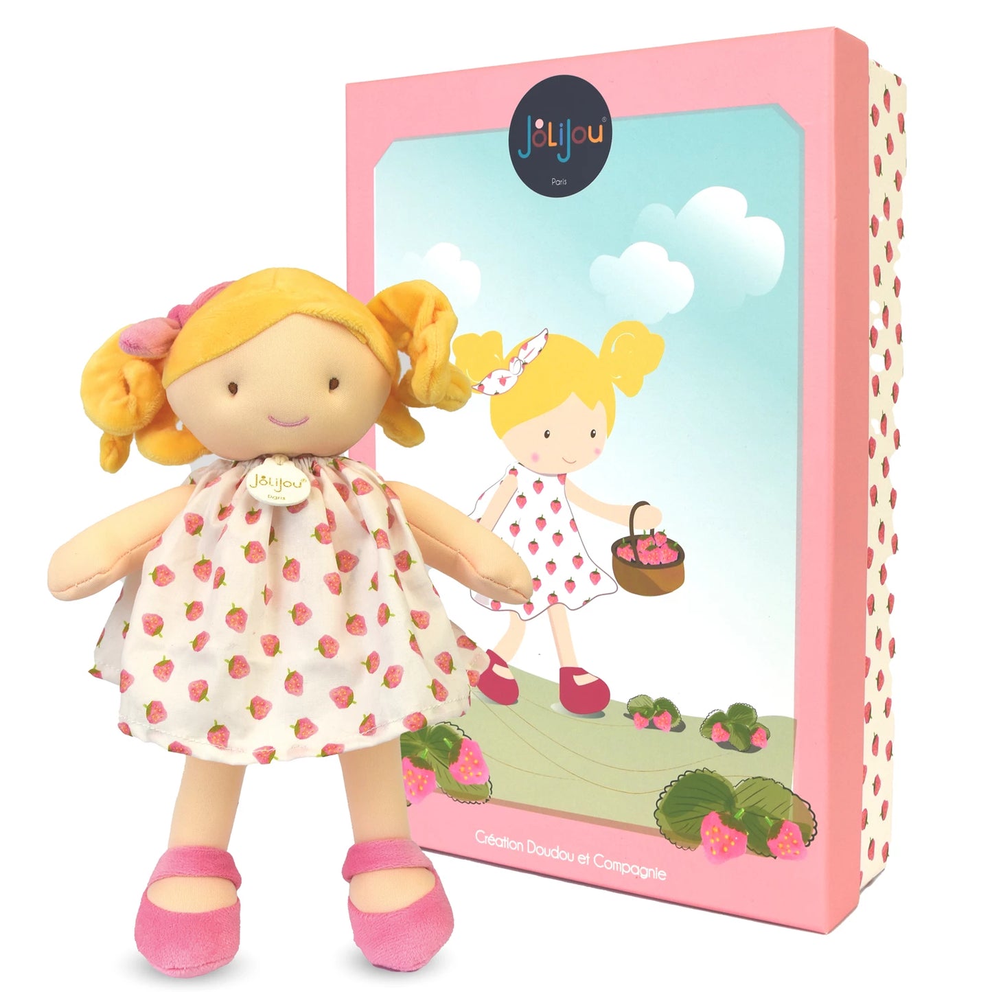 POUPÉE EN TISSU FRAISE 28CM