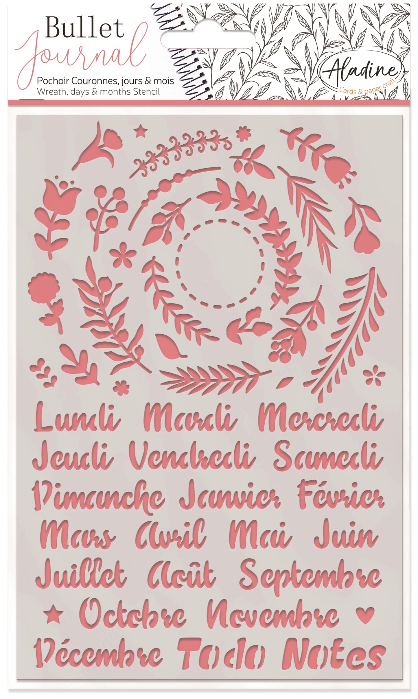 POCHOIRS POUR JOURNAL BULLET KRONEN, JOURS ET MOIS, FR.