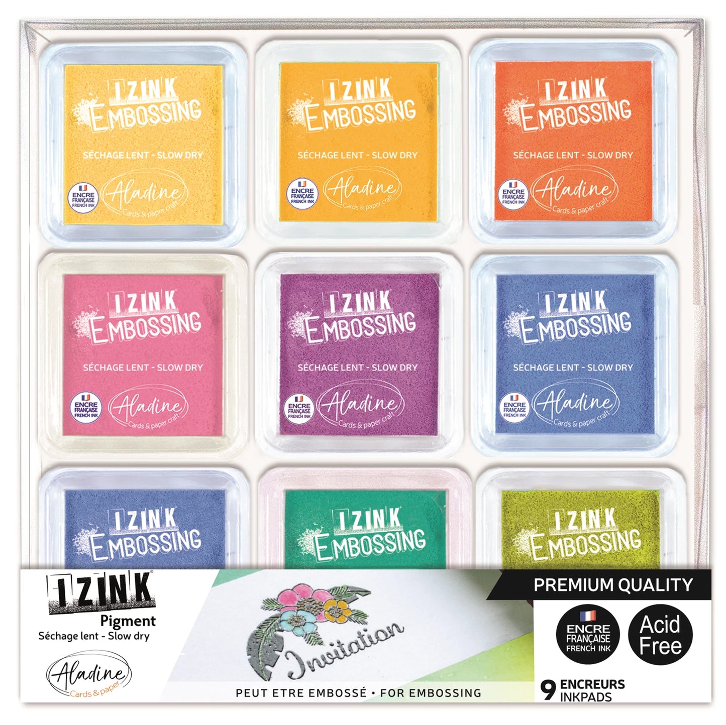 SET 9 ENCREURS IZINK EMBOSSING M VIF
