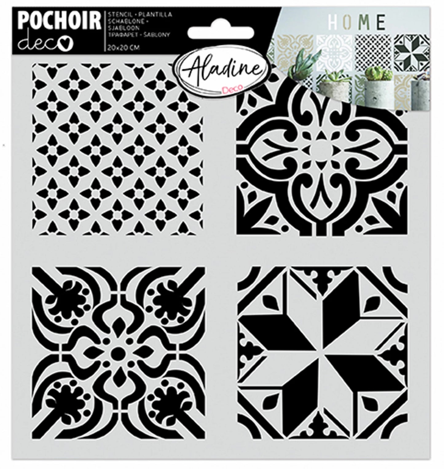 POCHOIR DÉCORATIF CARREAU CIMENT 20*20CM