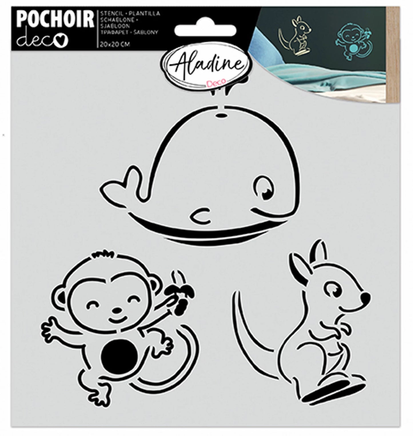 POCHOIR DÉCORATIF ANIMAL ENFANT 20*20CM