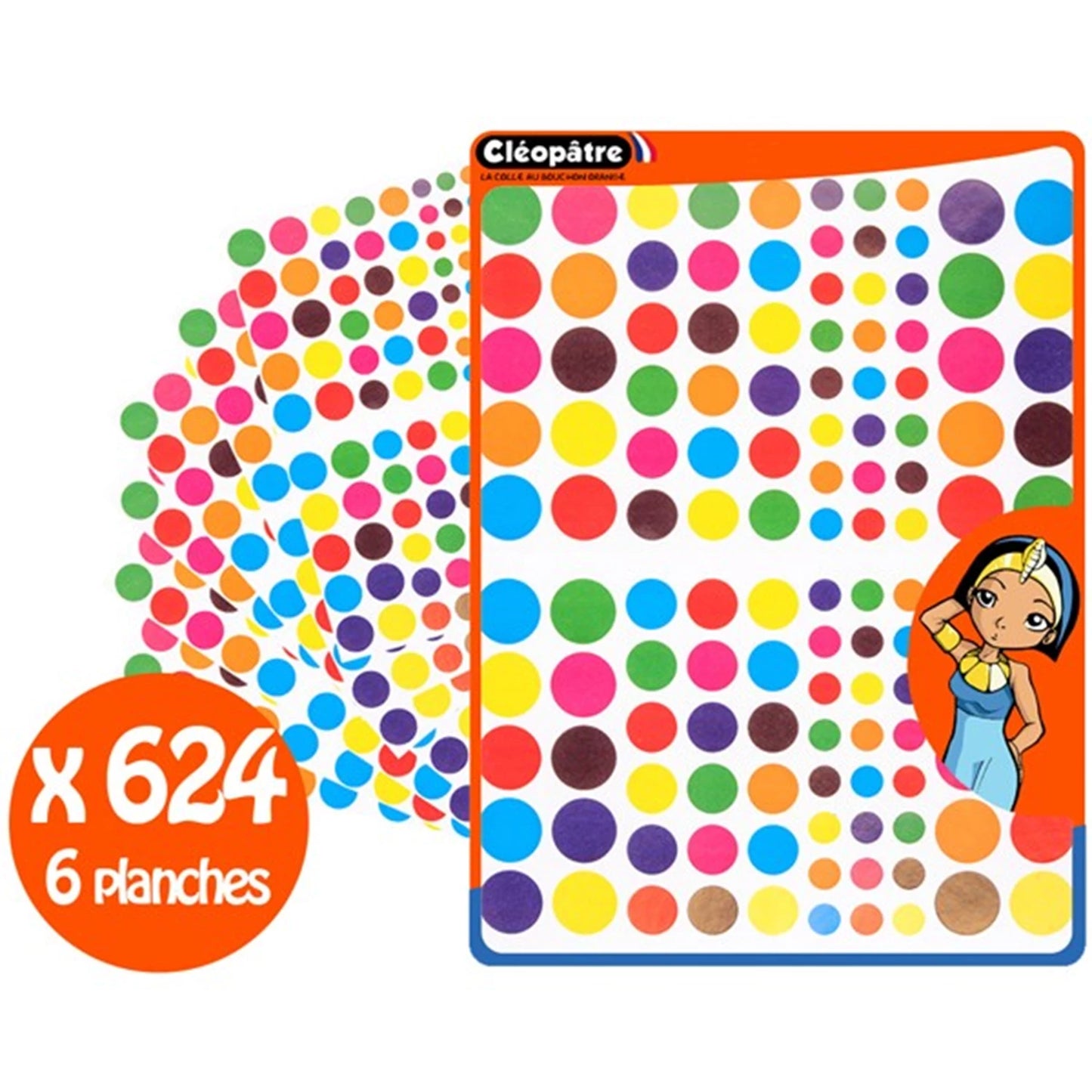 624 AUTOCOLLANTS RONDS MULTICOLORES