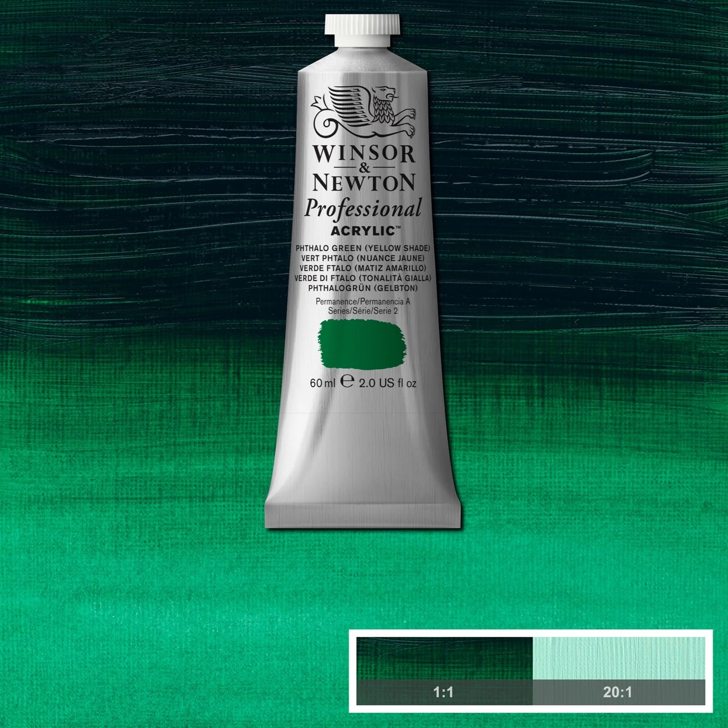 W&N PROF. COLORE ACRILICO TUBO DA 60 ML TONO GIALLO VERDE FTALOGENO
