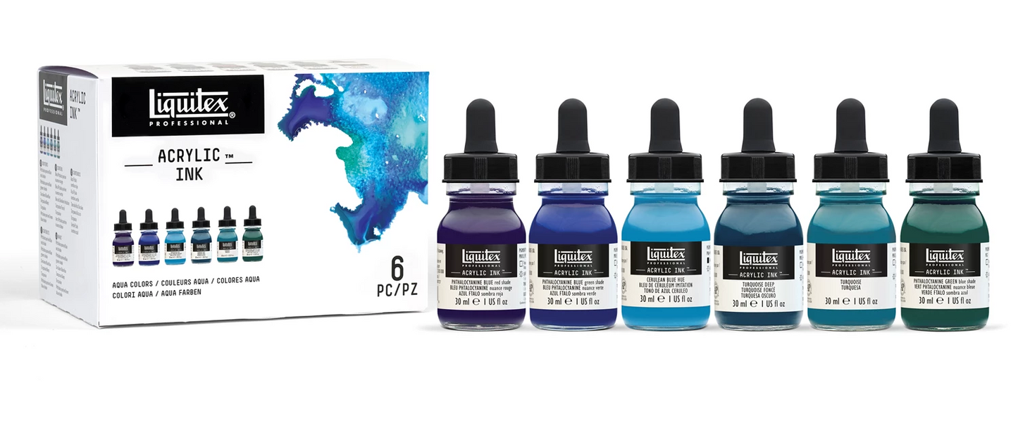 LQX PROF. SET DI INCHIOSTRI ACRILICI TONI ALL'ACQUA 6X30ML