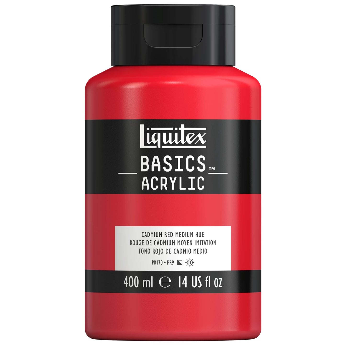 LQX BASICS COLORE ACRILICO FLACONE DA 400 ML COLORE ROSSO CADMIO MEDIO