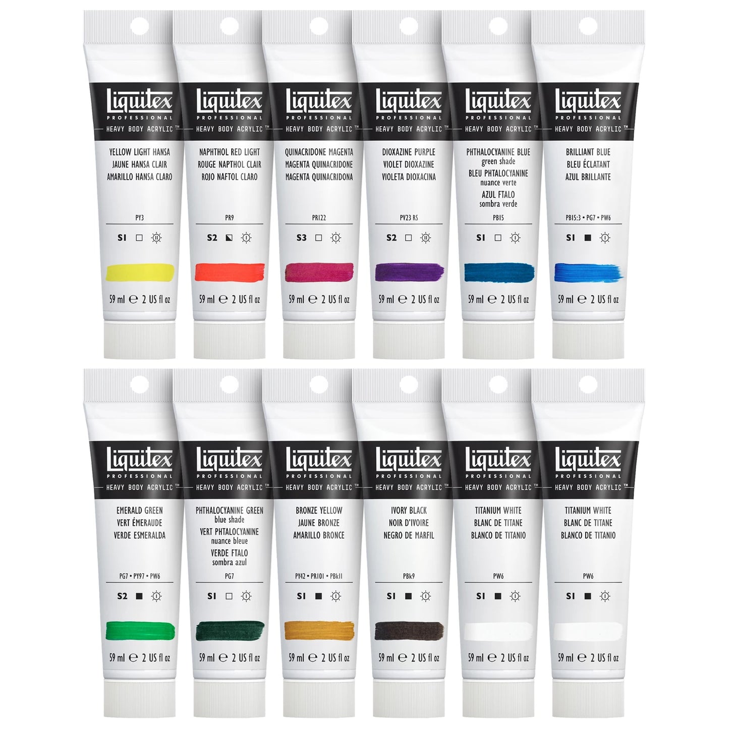 LQX PROF. SET DI VERNICI ACRILICHE PESANTI CLASSICHE 12 X 59 ML TUB