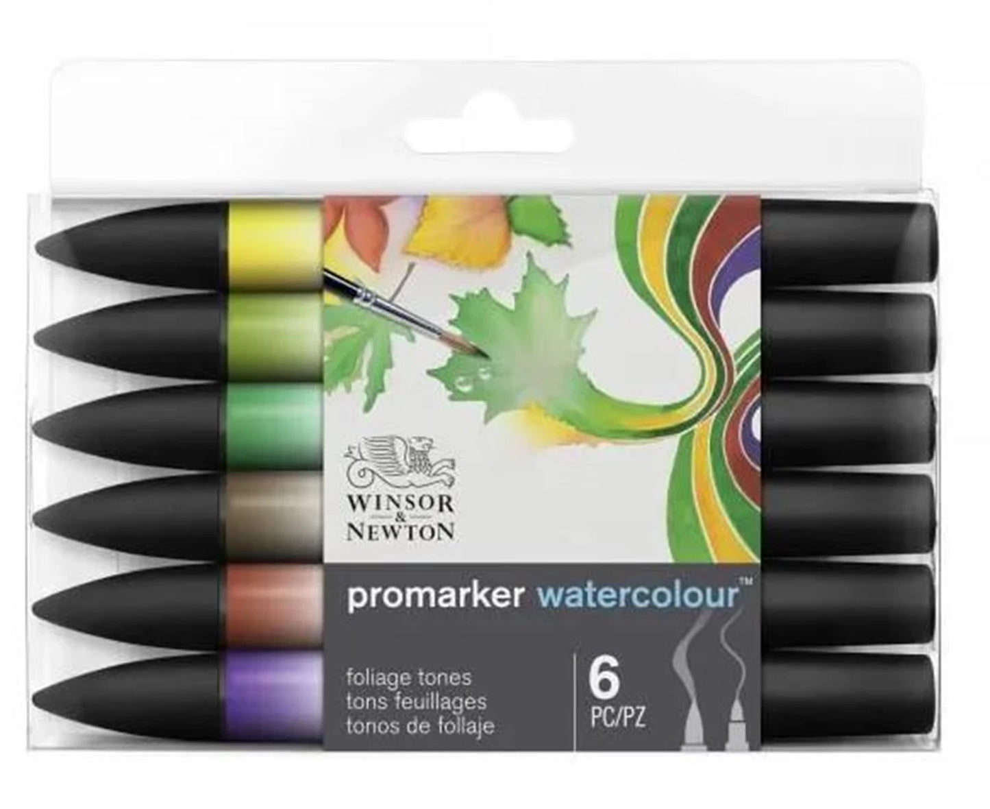 W&N PROMARKER AQUARELLE SET 6 PIÈCES TEINTES FEUILLES