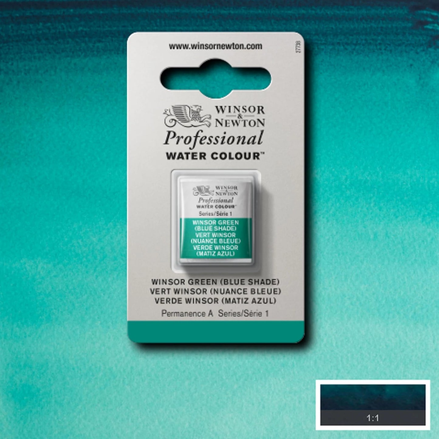AQUARELLE PROF. W&N 1/2 GODET WINSOR GREEN (NUANCE BLEUE)