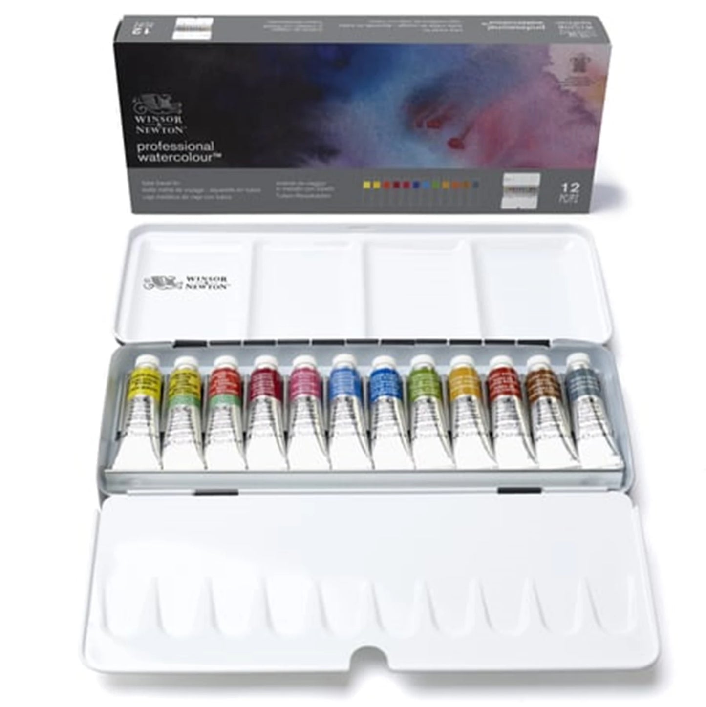W&N PROF. AQUARELLE EN TUBE COFFRET DE VOYAGE MÉTALLIQUE 12 TUBES X 5 ML