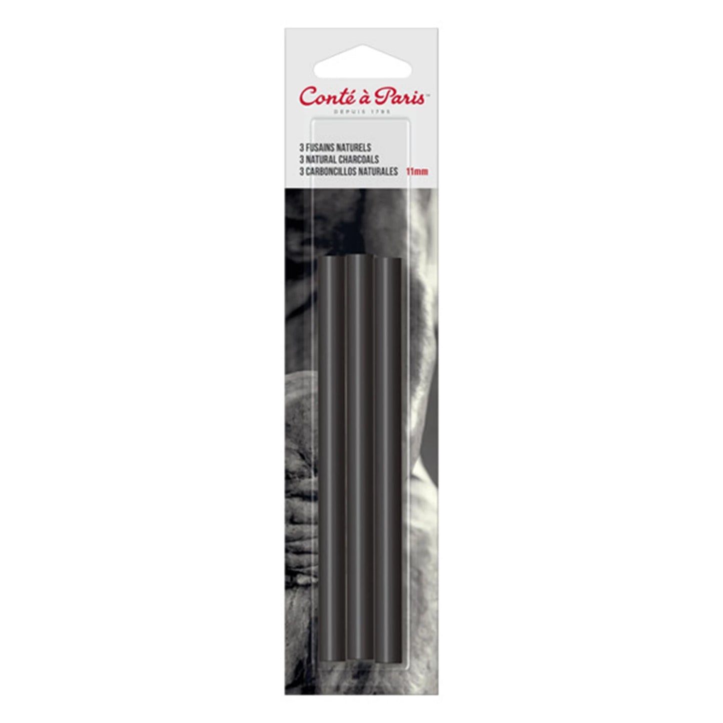 CRAYONS DE CHARBON DE BOIS ROND 11MM 3 PIÈCES
