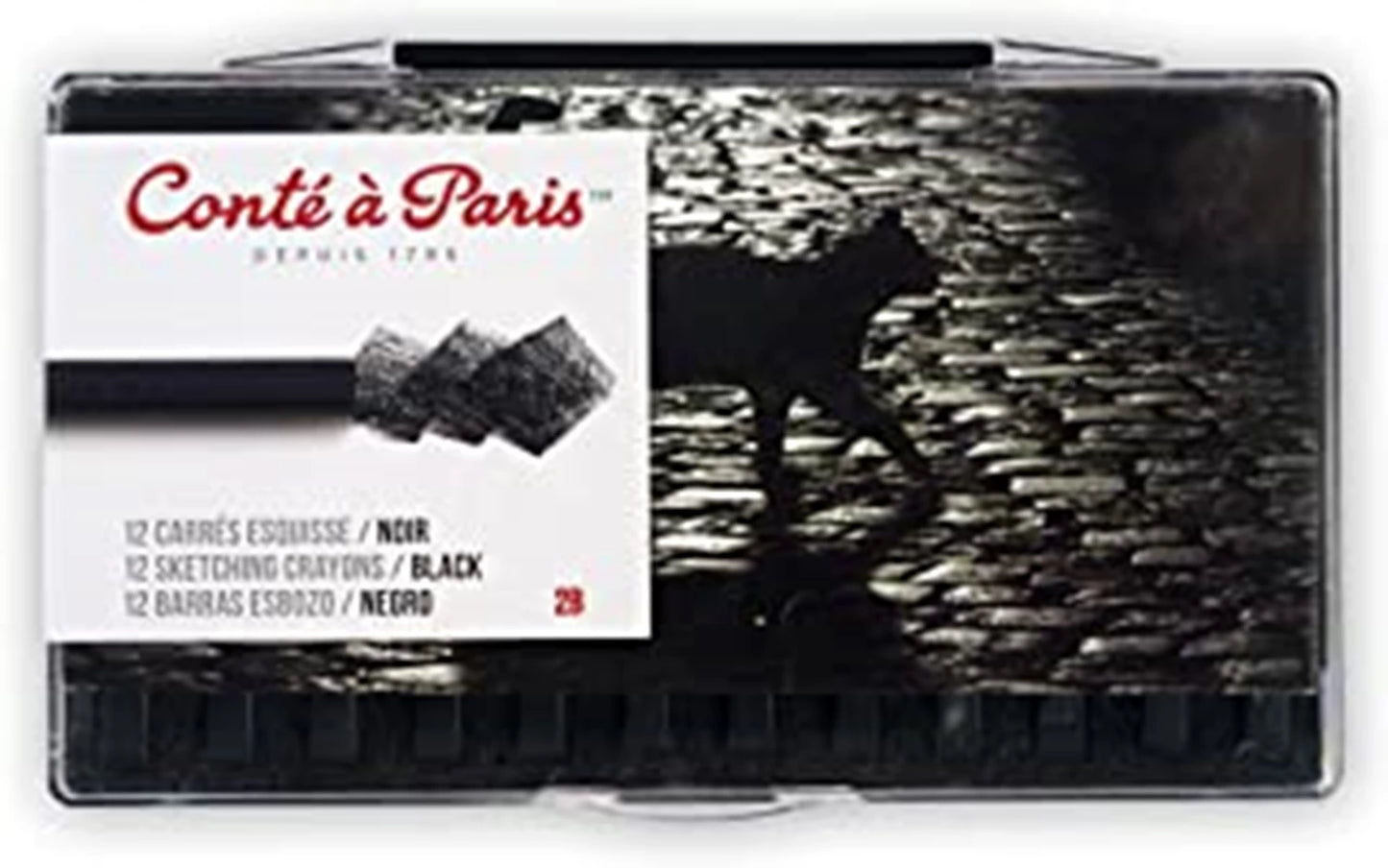 CRAYON CONTE CARRÉ NOIR 2B BOÎTE DE 12